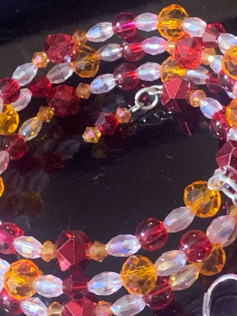 'Fire and Ice' hand crafted glass coil bracelet and earrings set